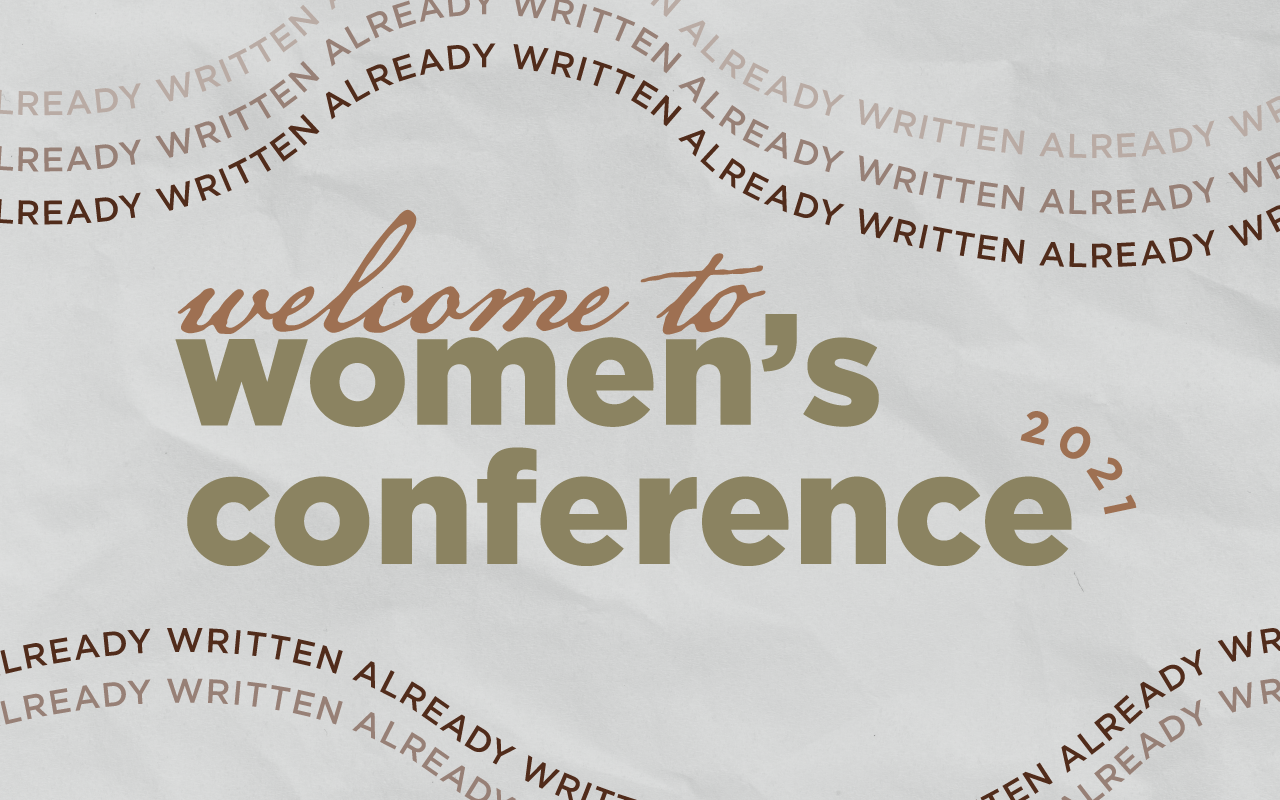 The welcome slide for Women's Conference shown as guests were seated